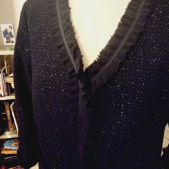 NWT Talbots Boucle Blazer Sparkle Tweed Jacket Ruffle Edge Sz 10P MSRP $249 - Picture 3 of 8